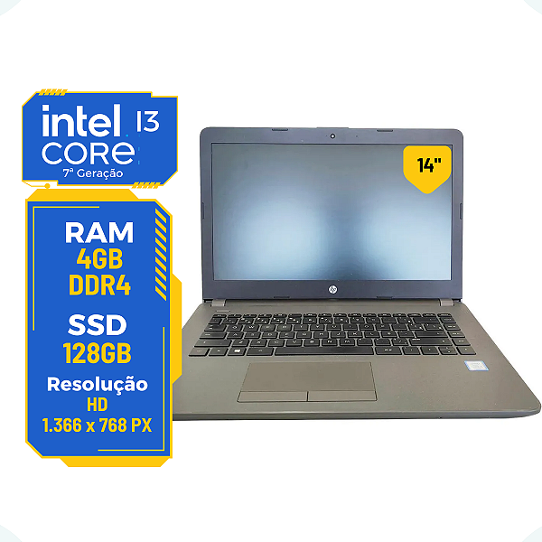Notebook HP 240 G6 Intel Core I3-7020U 4GB 128GB
