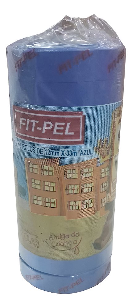 Kit 10 Fitas Adesiva Colorida Fit-pel 12mmx30m Azul