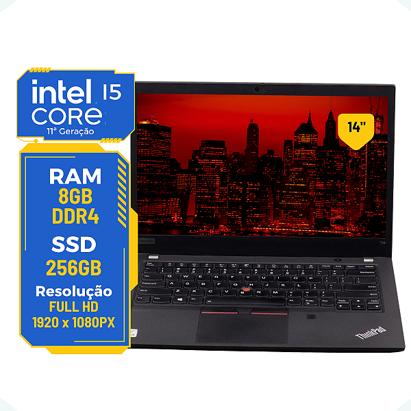 Notebook Lenovo Thinkpad T14 Core I5 11ª Ger 8gb 256gb Ssd