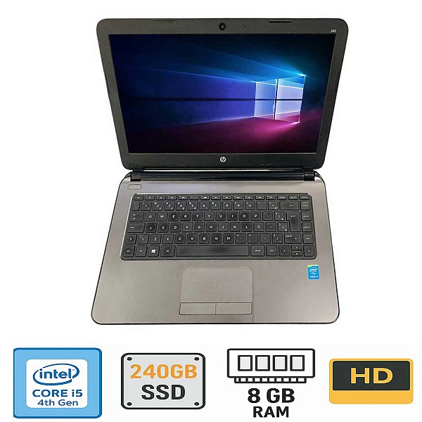Notebook Hp 240 G3 Core i5-4ª 8gb SSD 240gb Tela HD 14"