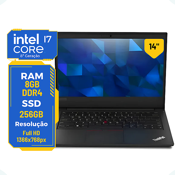 Notebook Lenovo E480 Core I7-8ªu 8gb Ssd 256gb RX550 2gb