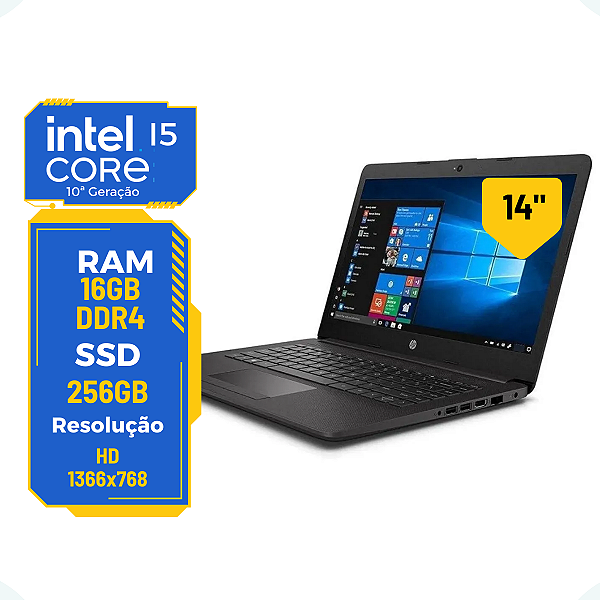 Notebook Hp 240 G7 I5-1035G1 16gb Ssd 256gb HD Wifi Win11