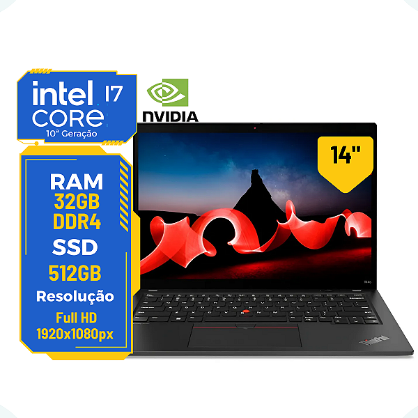 Notebook Lenovo P15 Gen1 Core I7-10 32gb 512gb Nvidia T1000 Preto