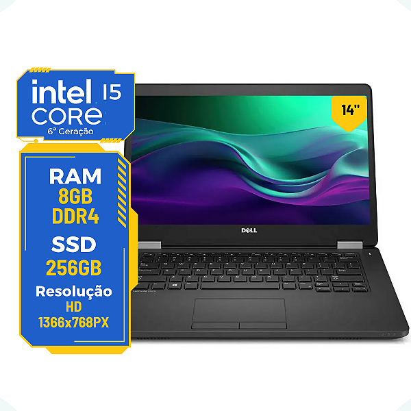Notebook Dell Latitude E5470 Core i5-6ª 8gb 256gb Tela 14"