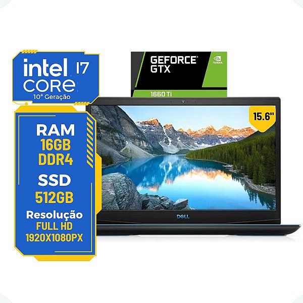 Note Dell Gamer G3 3500 i7-10ª 16gb 512gb Nvidia GTX1660Ti