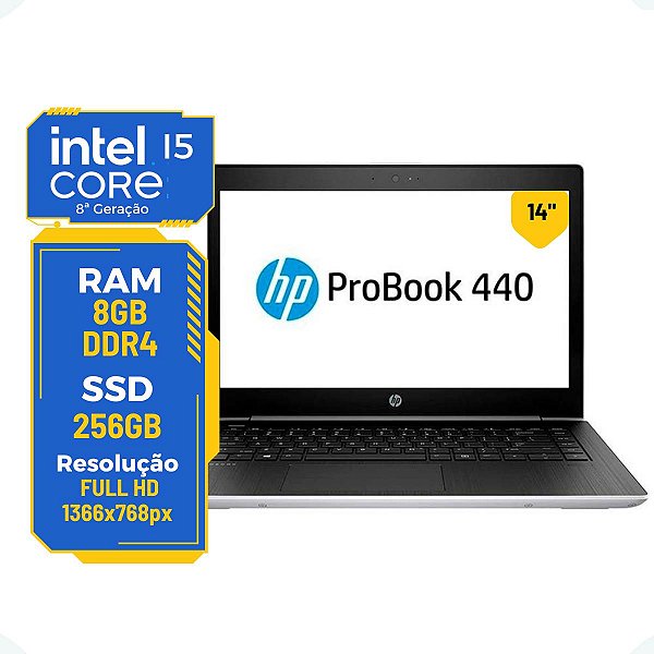 Notebook Hp Probook 440 G5 Core i5-8ª 8gb 256gb Tela 14"