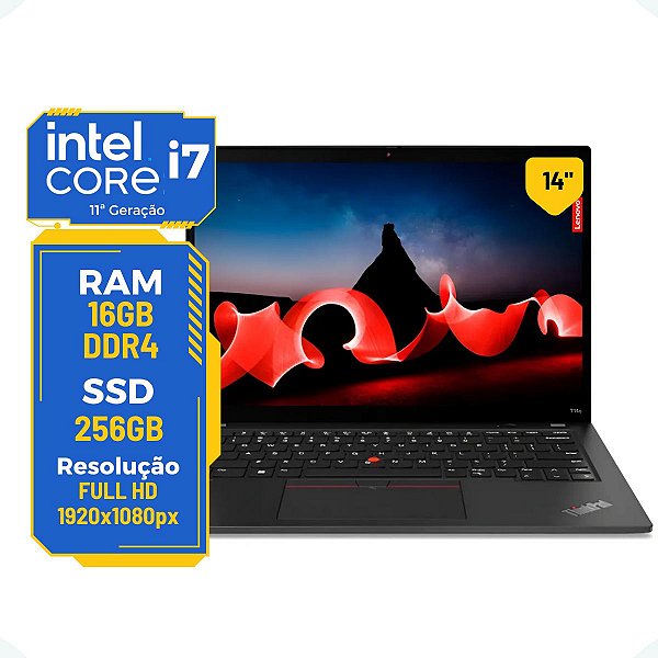 Notebook Lenovo Thinkpad T14 i7-11th 16gb 256gb 14' Full Hd