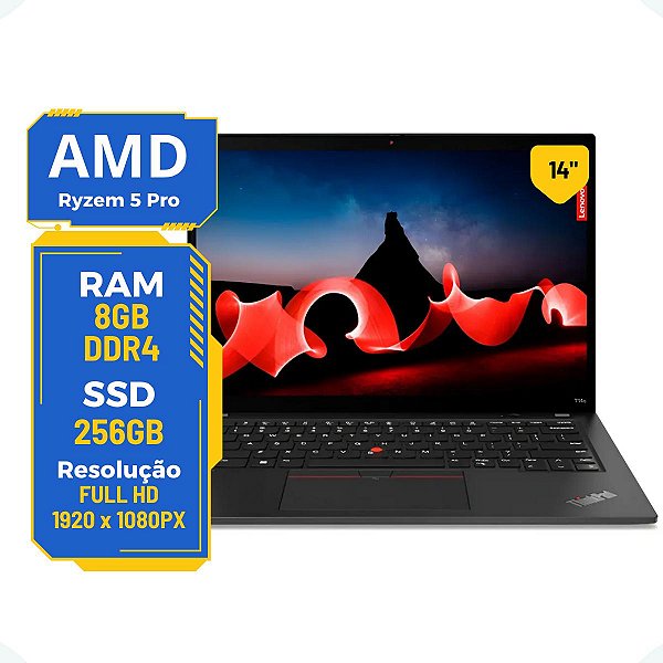 Notebook Lenovo Thinkpad T14 Ryzen 5 Pro 8gb 256gb 14' FHD