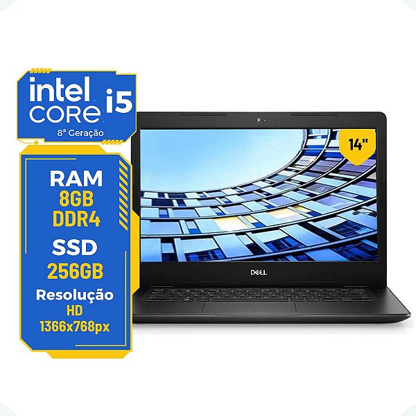 Notebook Dell Vostro 3480 i5-8th 8gb 256gb 14' HDMI VGA