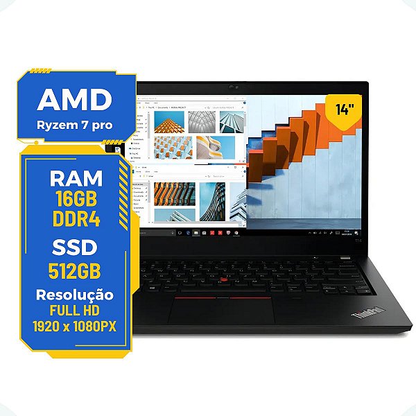 Notebook Lenovo Thinkpad T14 Ryzen 7 Pro 16gb 512gb 14' Fhd