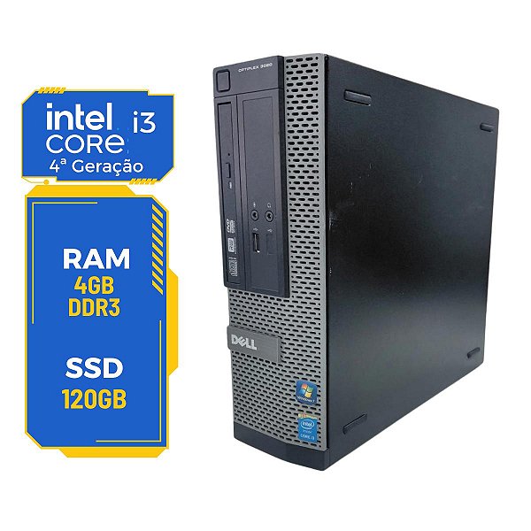 Cpu Desktop Dell 3020 Sff i3-4th 4gb 120gb Win Pro Wifi