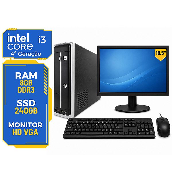 Computador PC Cpu Desktop Completo Core i3 8gb 240gb Wifi