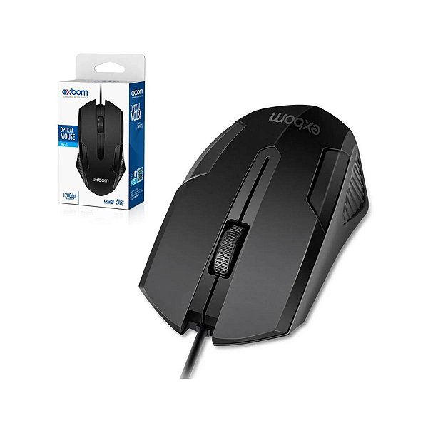 Mouse USB Com Fio Exbom MS-71 Preto Para PC Notebook