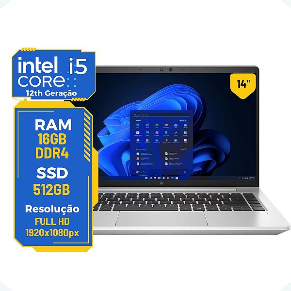 Notebook Hp Elitebook 640 G9 i5-12th 16gb 512gb 14' Full Hd