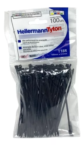Abraçadeira T-18L 200x2,5mm Hellermann Pacote com 50 Unidades