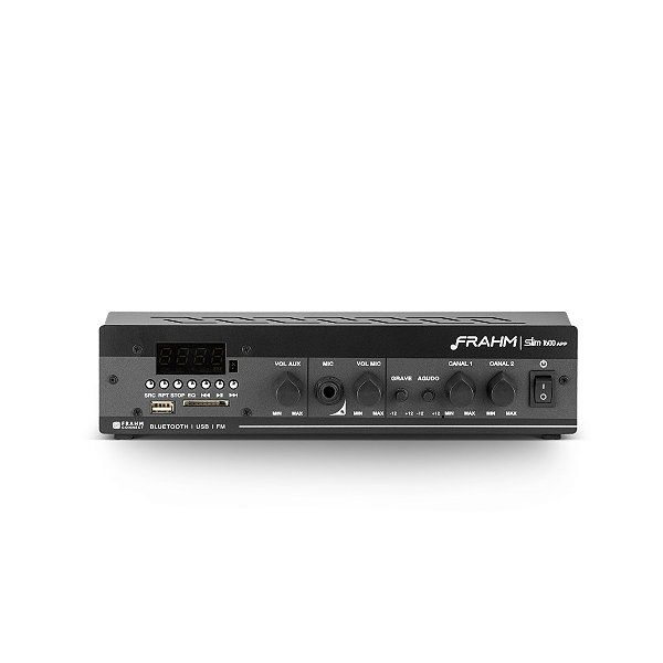 Amplificador Slim 1600 APP Frahm Canais Volume BLUETOOTH USB FM 30W