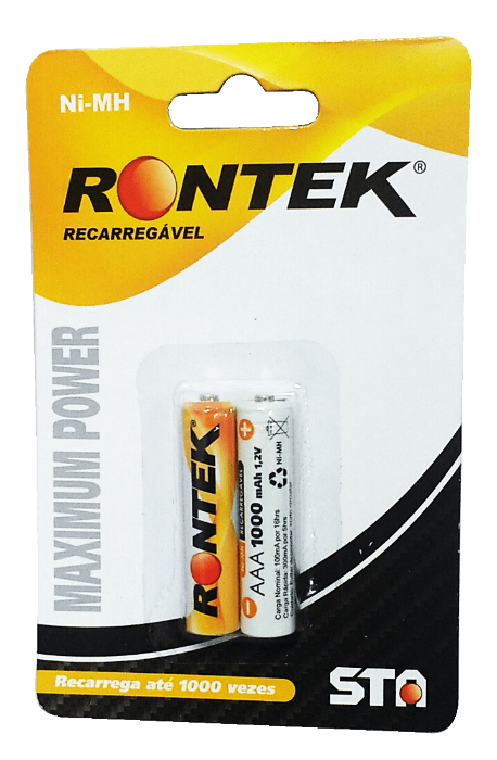 Bateria AAA Recarregável 1,2v 1000mAh C/2 Rontek