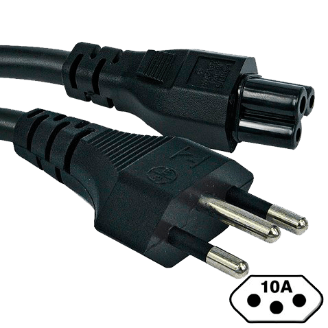 Cabo AC Tripolar 1,5metros 10A 3X0,75mm Mickey
