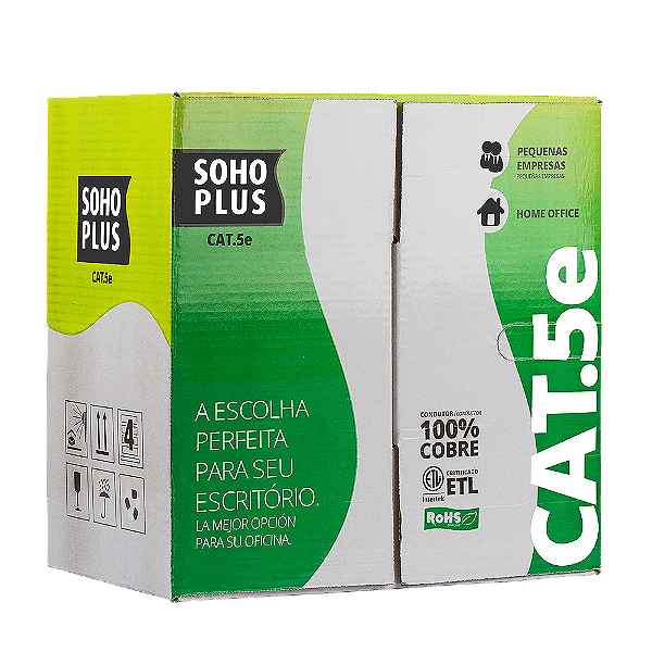 Cabo de Rede CAT-5e 24AWGX4P SOHOPLUS Caixa 305 Mts