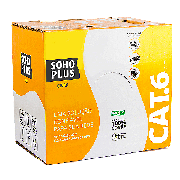 Cabo de Rede CAT-6 Sohoplus U/UTP Caixa 305 Mts *Valor por metro. **Vendido somente o rolo.