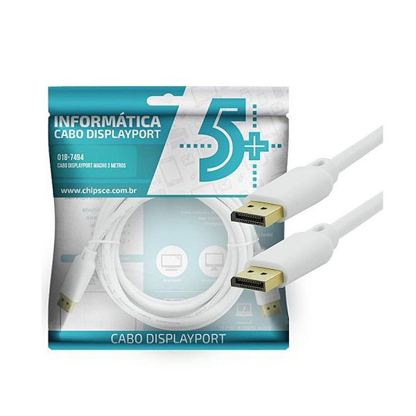 Cabo Displayport 1.2 - 3M - Branco