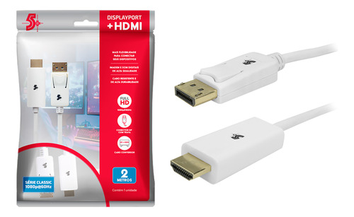 Cabo Displayport 1.2 para HDMI com trava - 2M - Branco