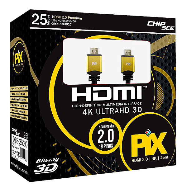 Cabo HDMI 2.0 4k ultraHD 3D 25M