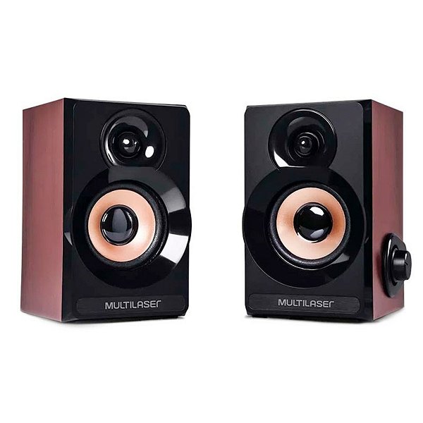 Caixa de Som Multimídia USB 6W Acabamento em Madeira Multilaser