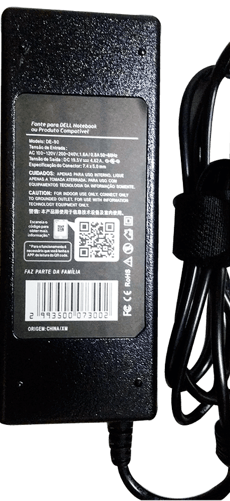 Fonte Notebook Dell 19.5V 4,62A 100-240V Bivolt