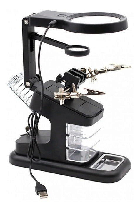 Lupa Terceira Mão Com Suporte e Iluminação de Led - Klte-803