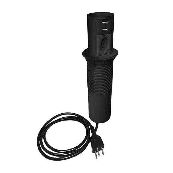 Mini Totem Automático 1T 10A + 2 USB 5V 3A Dutotec - Preto