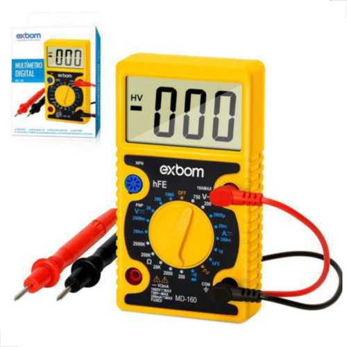 Multímetro Digital MD-160 Exbom, 3 digitos, LCD 62x34 mm
