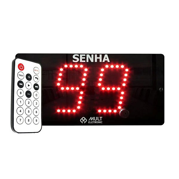 Painel de Senha 2 Dígitos 195X95MM Aleatória e Sequencial Multeletronic - Vermelho