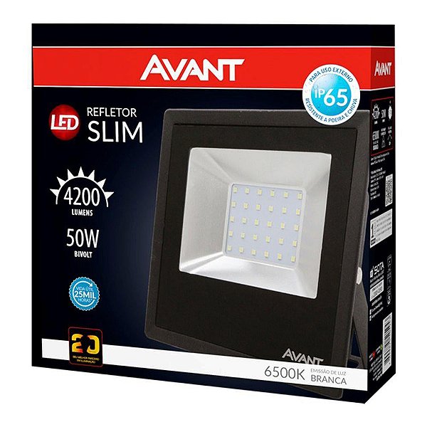 Refletor LED 50w Branco Frio 6500k Avant