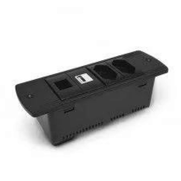 Régua de Caixa para 4 Blocos Facility SERIE-170 Dutotec - Preto - (Não acompanha blocos)