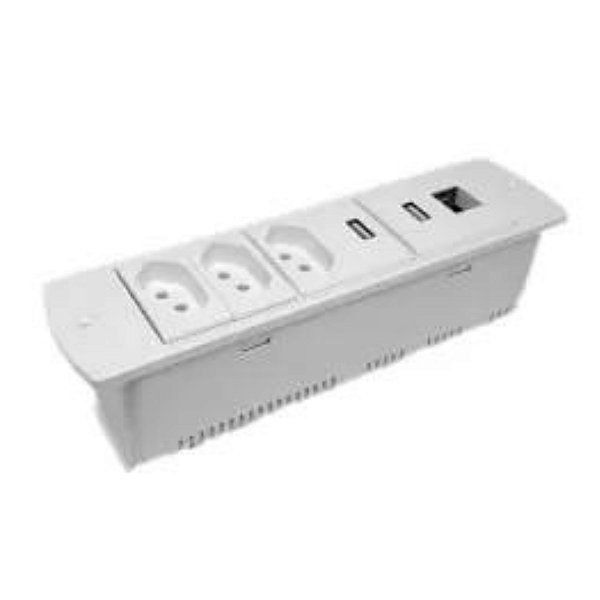 Régua de Caixa para 6 Blocos Facility SERIE-210 Dutotec - Branco - (Não acompanha blocos)