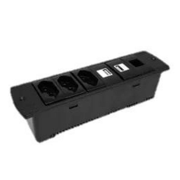 Régua de Caixa para 6 Blocos Facility SERIE-210 Dutotec - Preto - (Não acompanha blocos)