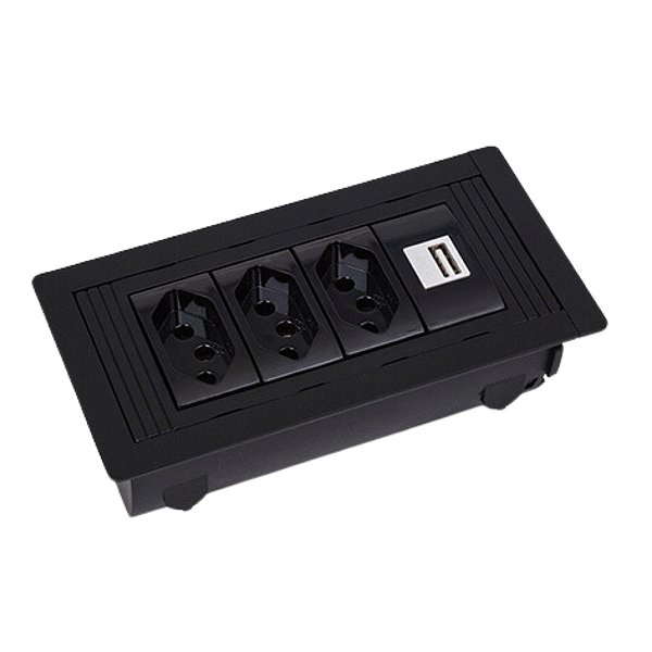 Régua de Mesa para 4 Blocos Facility SERIE-150 Dutotec - Preto - (Não acompanha blocos)