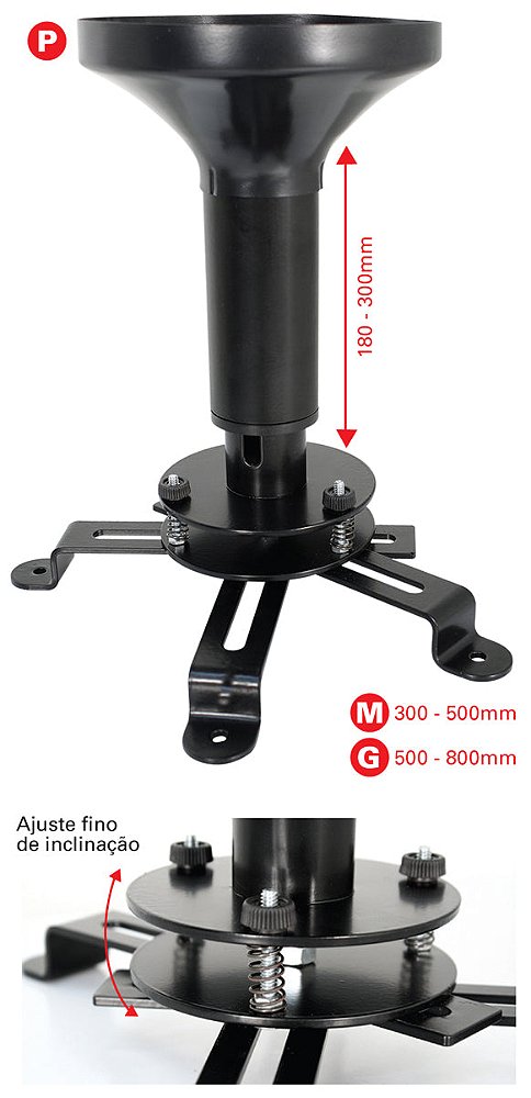 Suporte Teto com Inclinação para Projetores Multivisão MULTIPROJETOR-P
