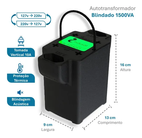 Transformador Indusat Blindado 1500VA / 975W Bivolt