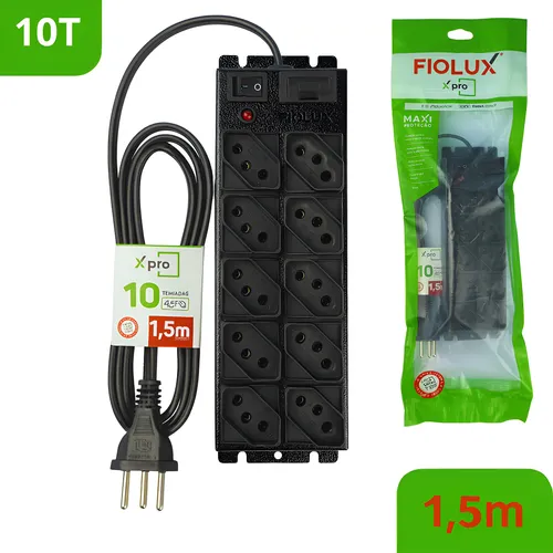 Filtro de Linha Fiolux Metálico com 10 Tomadas