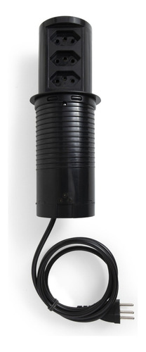 Torre Tomada Automática Slim 3 Tomadas 10a Nacional - Preto