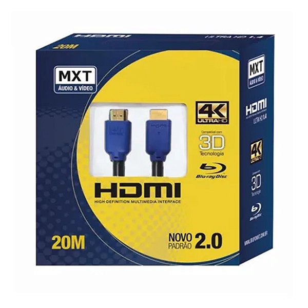 Cabo HDMI Premium 2.0 4K Ultra HD 20 Metros com Filtro MXT