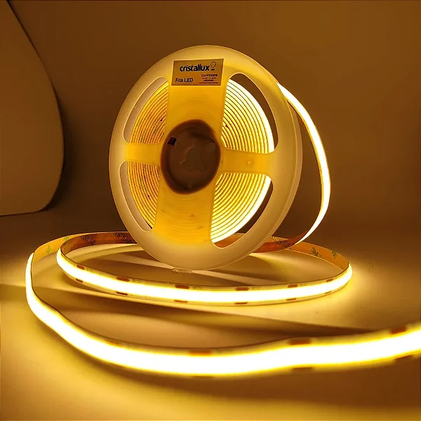 Fita LED COB 12V 480 LEDs Branco Quente IP65 5 Metros COB