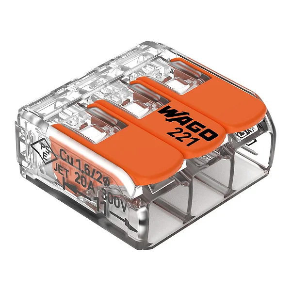 Conector Wago 3 Vias 0,2-4,0mm Modelo 221-413 Wago
