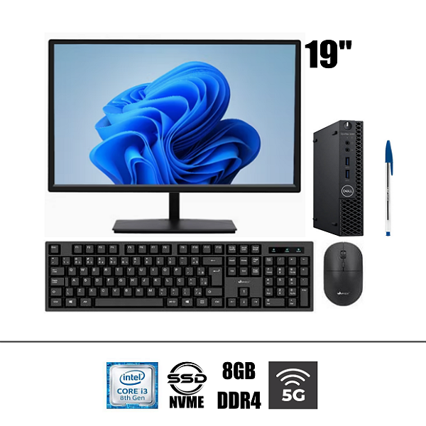 Computador Completo Empresarial Dell Optiplex 3060 i3 8ª Geração 8GB DDR4 SSD NVME 256GB WIFI 5G. 1 Ano de Garantia. Até 12x Sem Juros/10% OFF Pix. Entrega e Instalação Grátis.