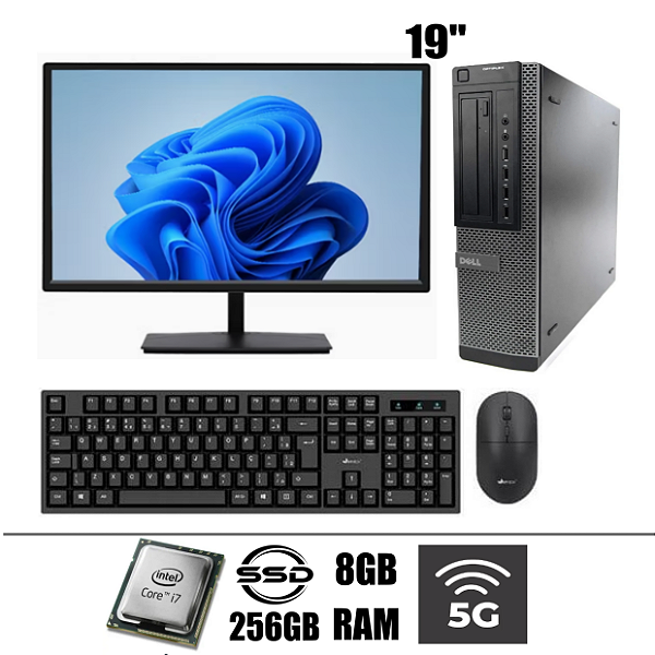 Computador Completo Dell Optiplex Core i7 + 8GB + SSD 256GB + WIFI 5G. 1 Ano de Garantia. Até 12x Sem Juros/10% OFF Pix. Entrega e Instalação Grátis.
