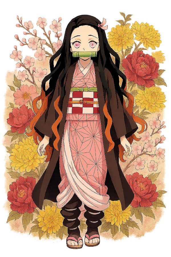 🌸👘 Camisa Nezuko Flores – Coleção Demon Slayer