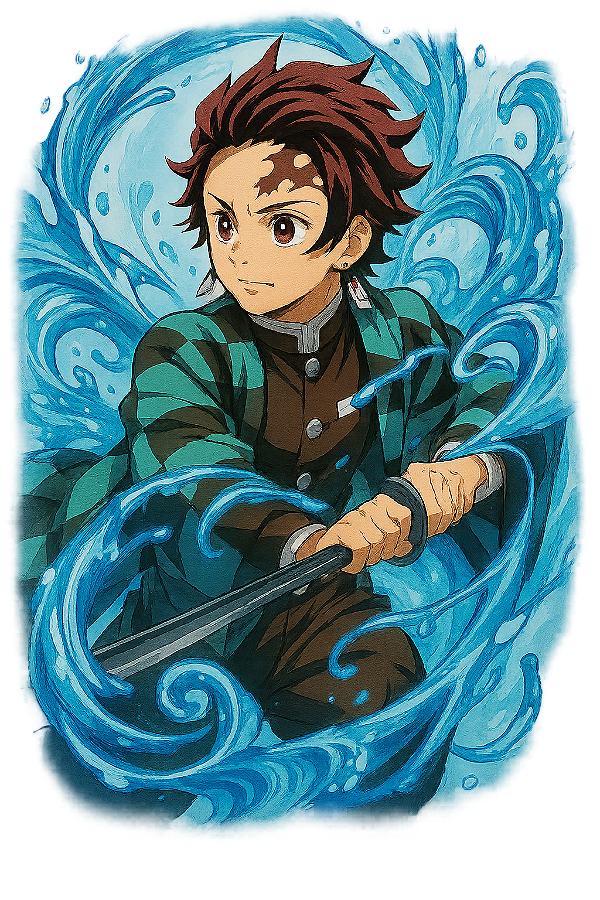 🌊⚔️ Camisa Tanjiro Fluxo da Água – Coleção Demon Slayer