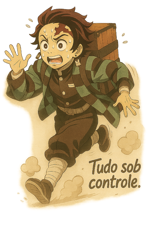 😂🔥 Camisa Tanjiro “Tudo sob Controle” – Coleção Demon Slayer